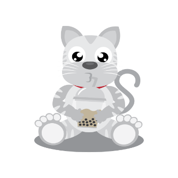 illustrated cat with a cup