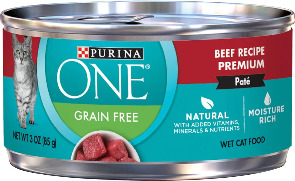 Purina ONE Beef Recipe Pate Grain-Free Natural High Protein Canned Cat Food