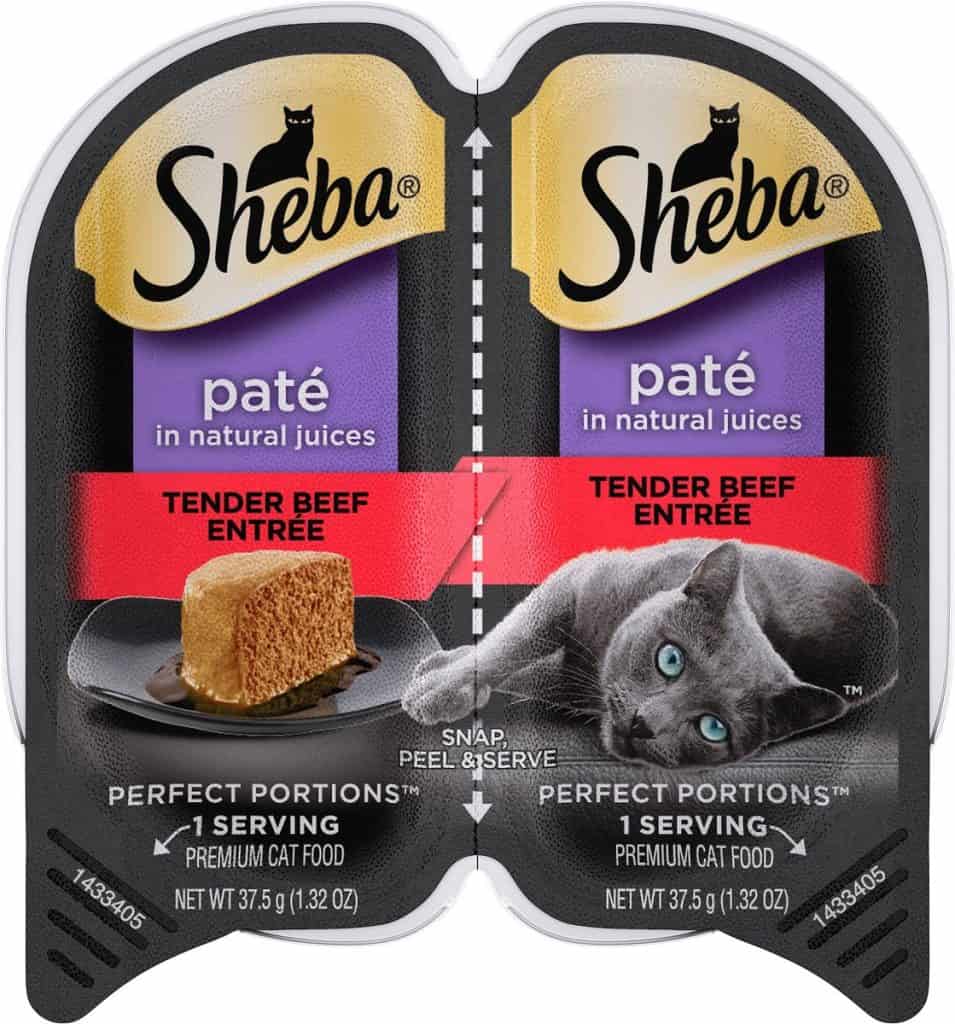 Sheba Perfect Portions Grain-Free Tender Beef Entree Wet Cat Food Trays, 2.6-oz, case of 24 twin-packs
