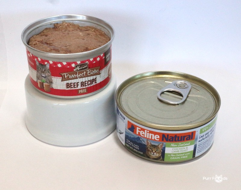 Merrick and Feline Natural cat food cans for weight loss