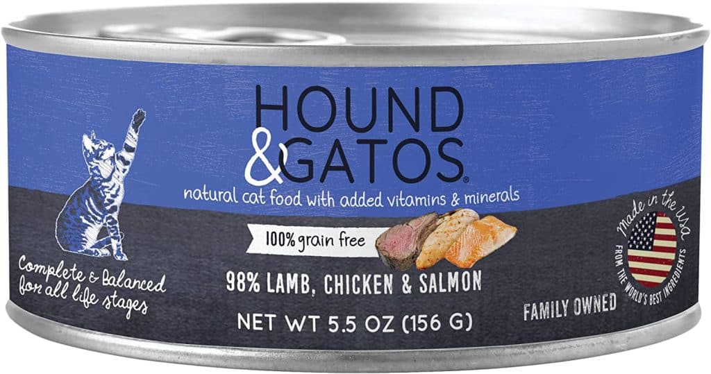 Hound & Gatos Wet Cat Food, 98% Lamb, Chicken & Salmon